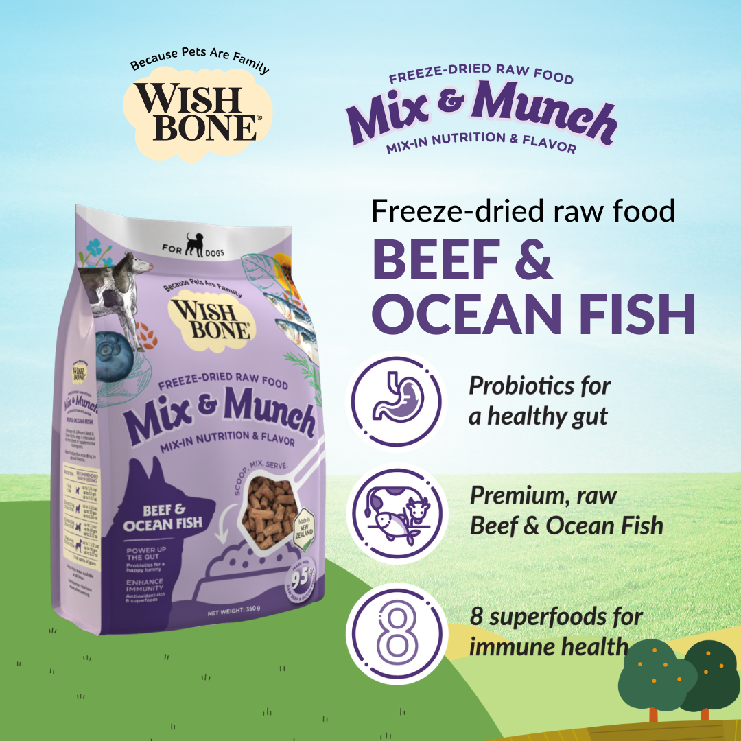 Wishbone Beef & Ocean Fish Freeze-Dried Raw Topper for Dogs 350g